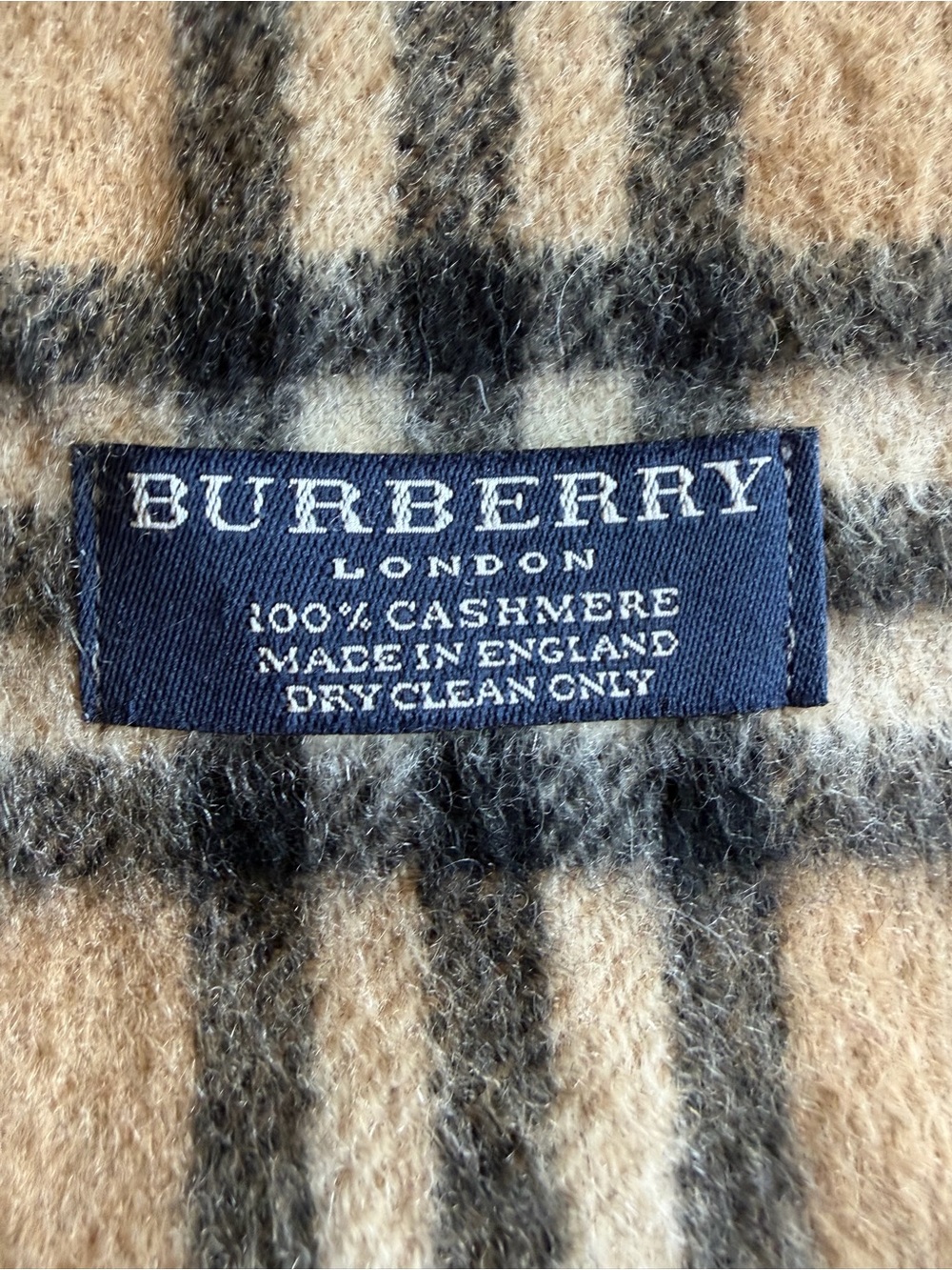 Burberry Beige, Black & Cream Cashmere Check Scarf - Picture 2 of 3